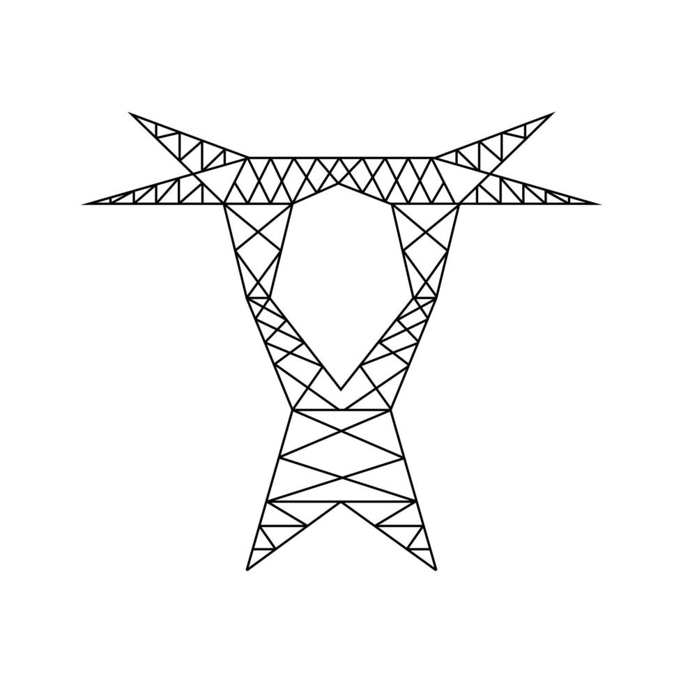 pittogramma della torre della linea elettrica. icona del pilone elettrico ad alta tensione. vettore