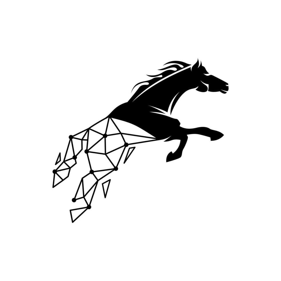 vettore di progettazione di logo in stile digitale cavallo tecnico