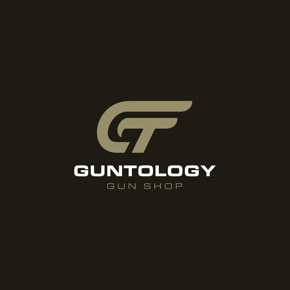 illustrazione logo grafica vettoriale del monogramma g e t, buona per il logo del negozio di armi