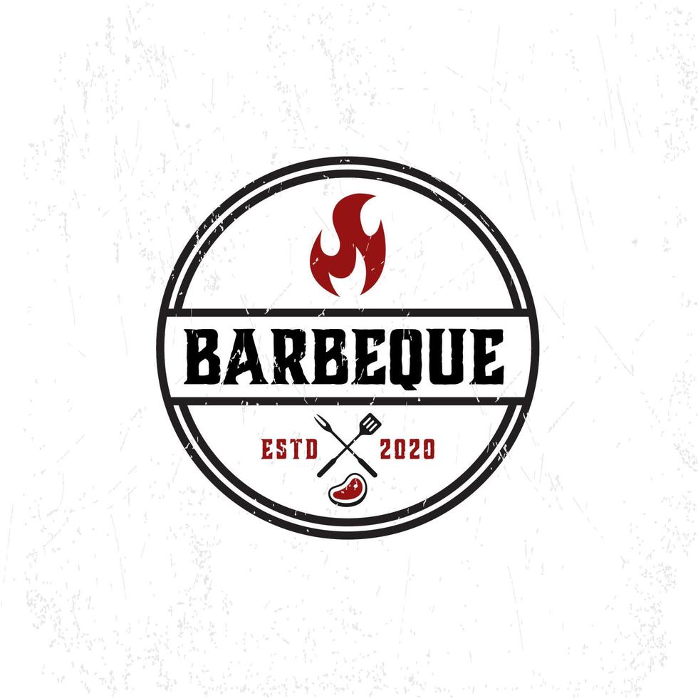 modello logo barbecue con fiamma vettore