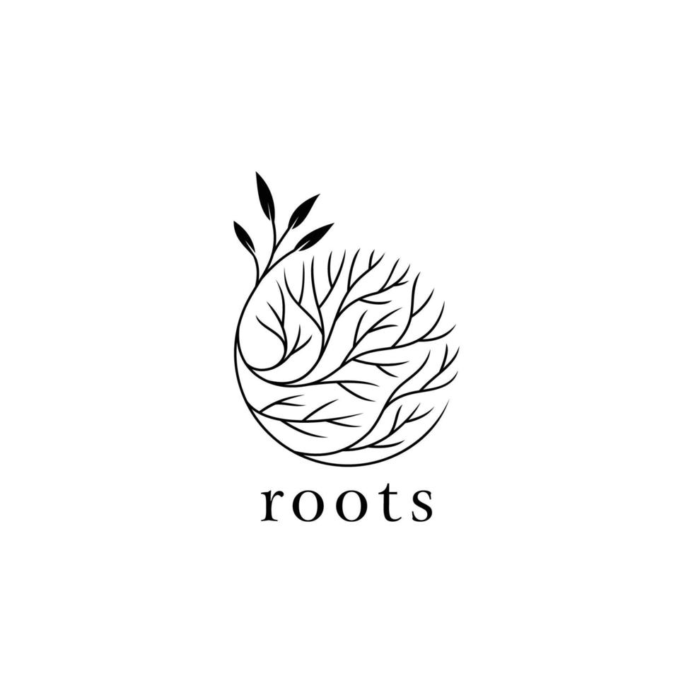 illustrazione logo grafica vettoriale di alberi e radici fibrose, buona per i loghi delle piante