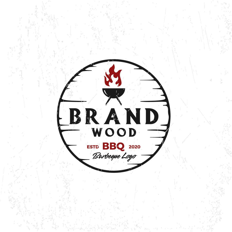 modello logo barbecue con fiamma vettore