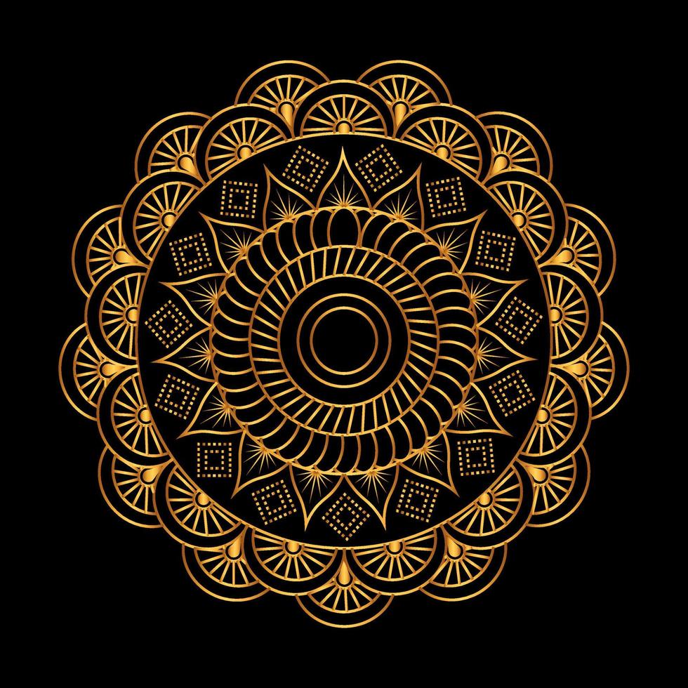 mandala vector.luxury mandala, elemento decorativo vintage. ornamento decorativo del ciclo. disegno floreale. illustrazione vettoriale. può essere utilizzato per tessuti, biglietti di auguri, libri da colorare, colore oro. vettore