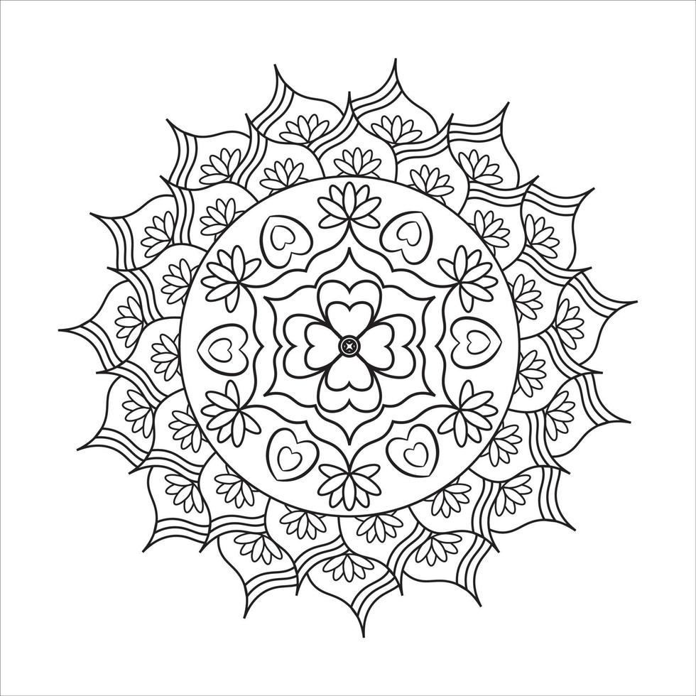 modello mandala bianco e nero buon umore, motivo circolare a forma di mandala per henné, mehndi, tatuaggio, decorazione. ornamento decorativo, vettore bellissimo mandala.