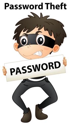 Un furto di password su sfondo bianco vettore