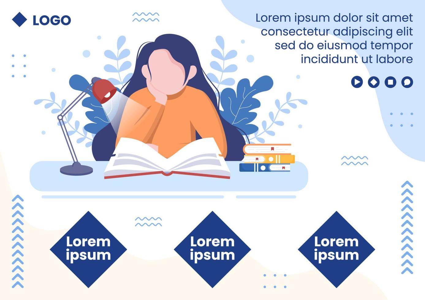 Illustrazione di educazione design piatto modello di brochure giornata mondiale del libro modificabile di sfondo quadrato adatto per social media o annunci web su Internet vettore