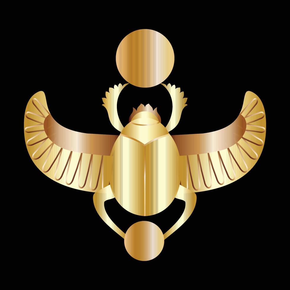 uno scarabeo faraonico d'oro usato dagli antichi egizi come amuleto e ornamento per anelli e chiavistelli d'oro e ha un'immagine incisa nella valle dei re vettore
