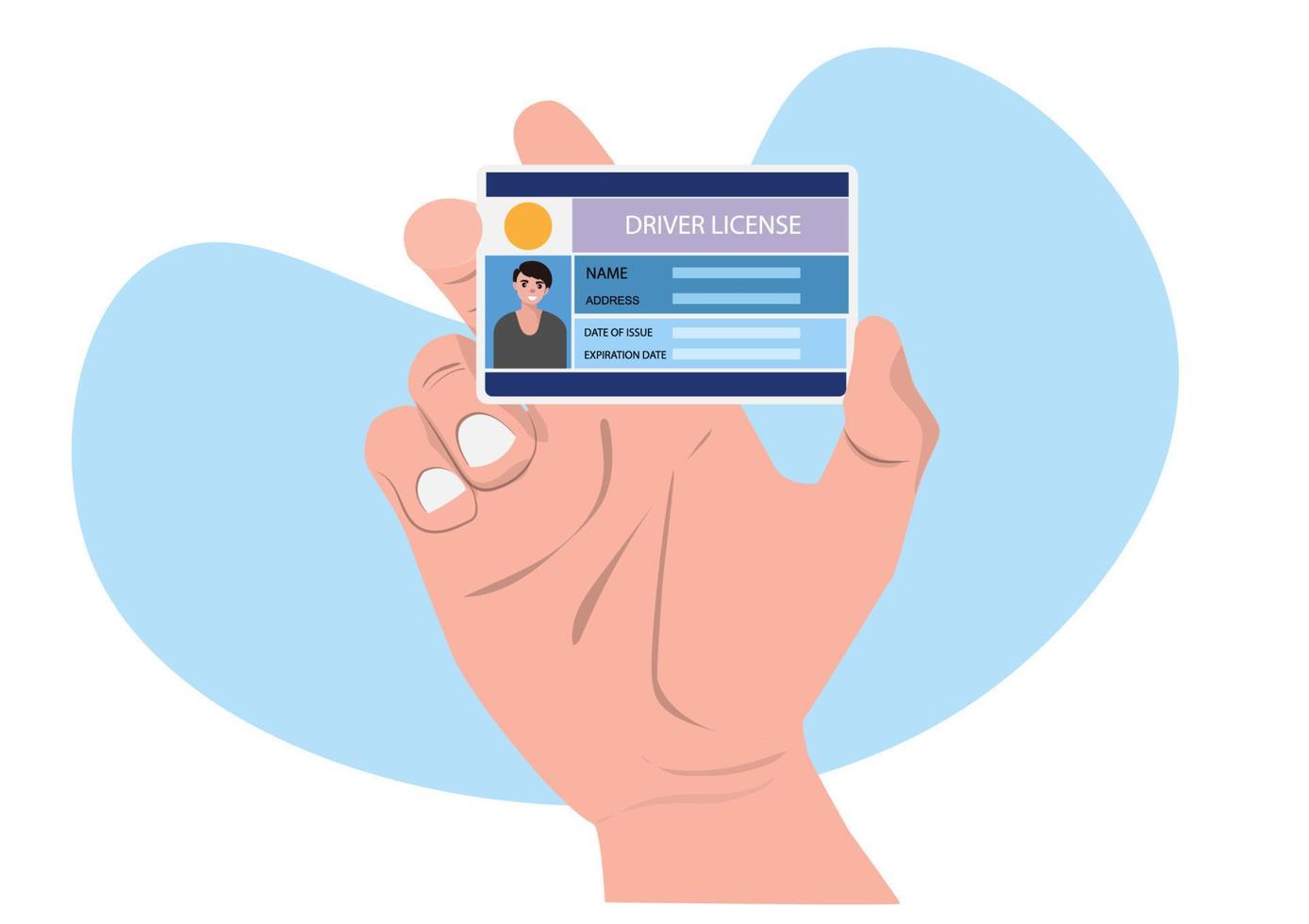 foto ravvicinata di una carta d'identità del titolare di una patente di guida con illustrazione vettoriale di foto in stile piatto