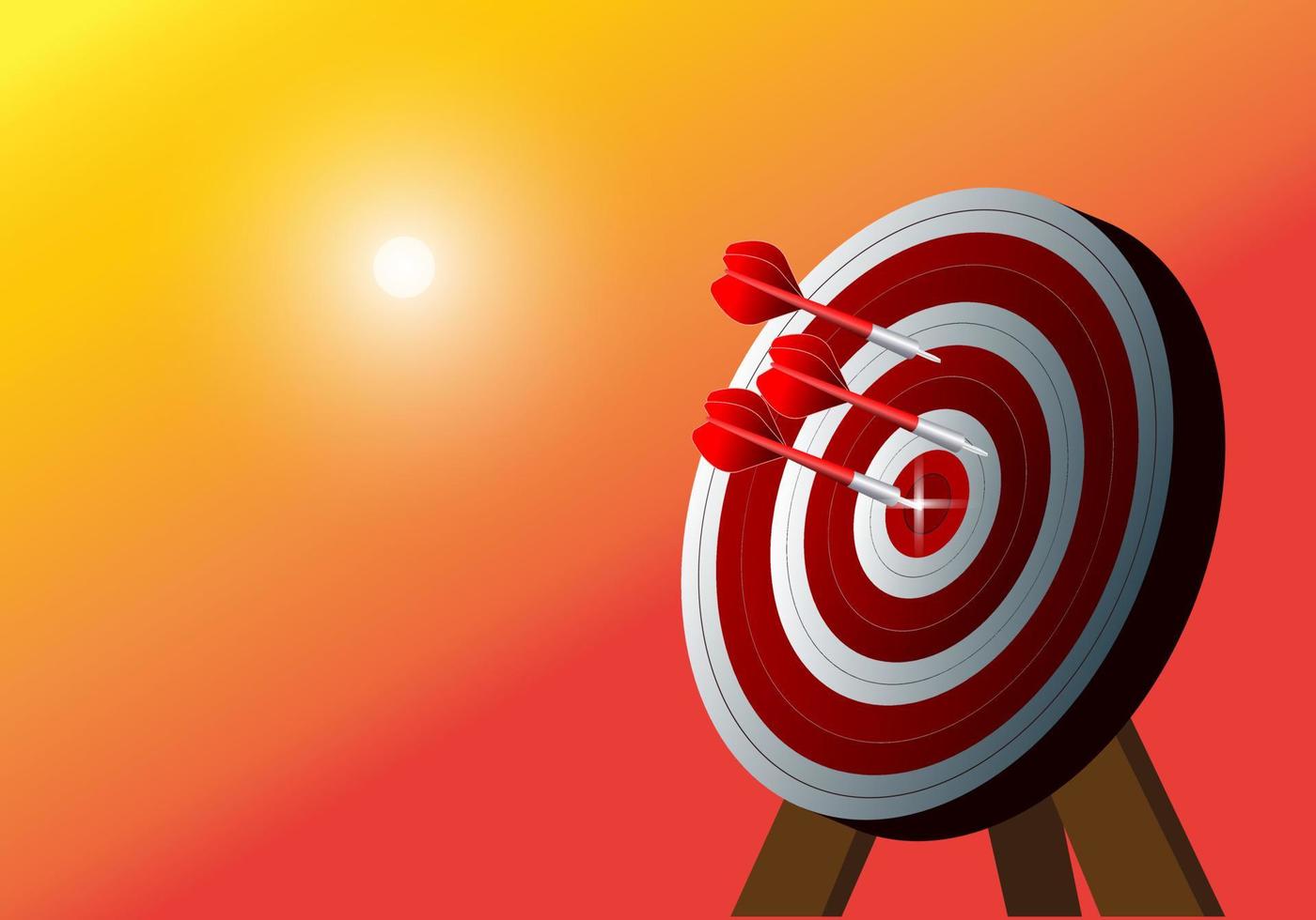Bullseye è un obiettivo aziendale. il dardo è un'opportunità e il bersaglio è un obiettivo e un obiettivo, un concetto di sfida aziendale. vettore