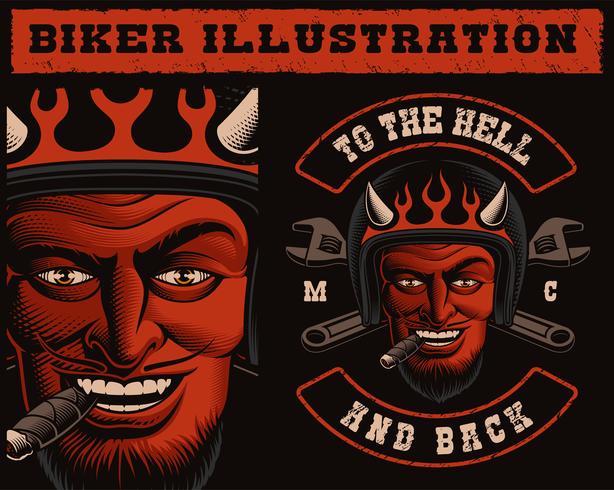 Illustrazione vettoriale di un diavolo Biker