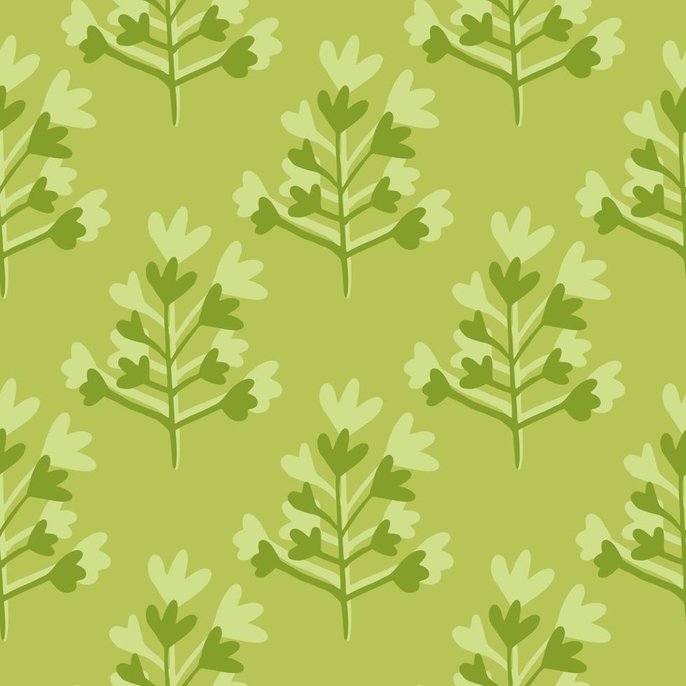 motivo floreale senza cuciture con sagome di rami nei toni del verde e dell'oliva. sfondo decorativo semplice. vettore
