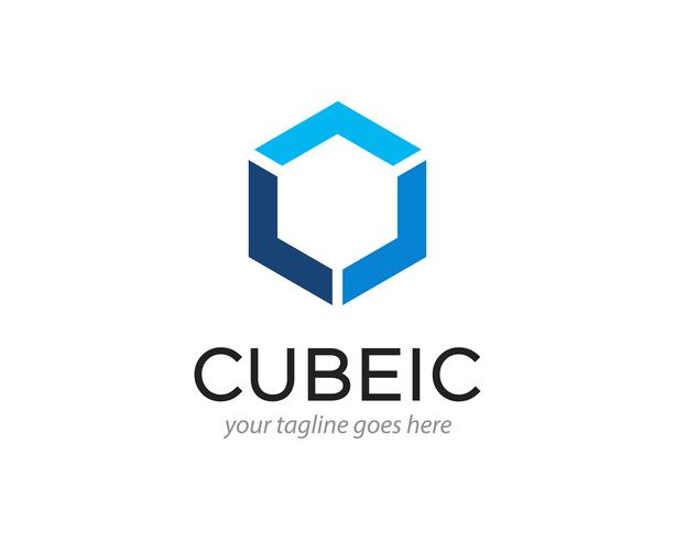 Illustrazione astratta di vettore di progettazione di logo di esagono del cubo
