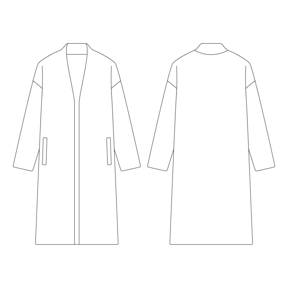 modello donne cappotto lavorato a maglia illustrazione vettoriale design piatto contorno abbigliamento collezione capispalla
