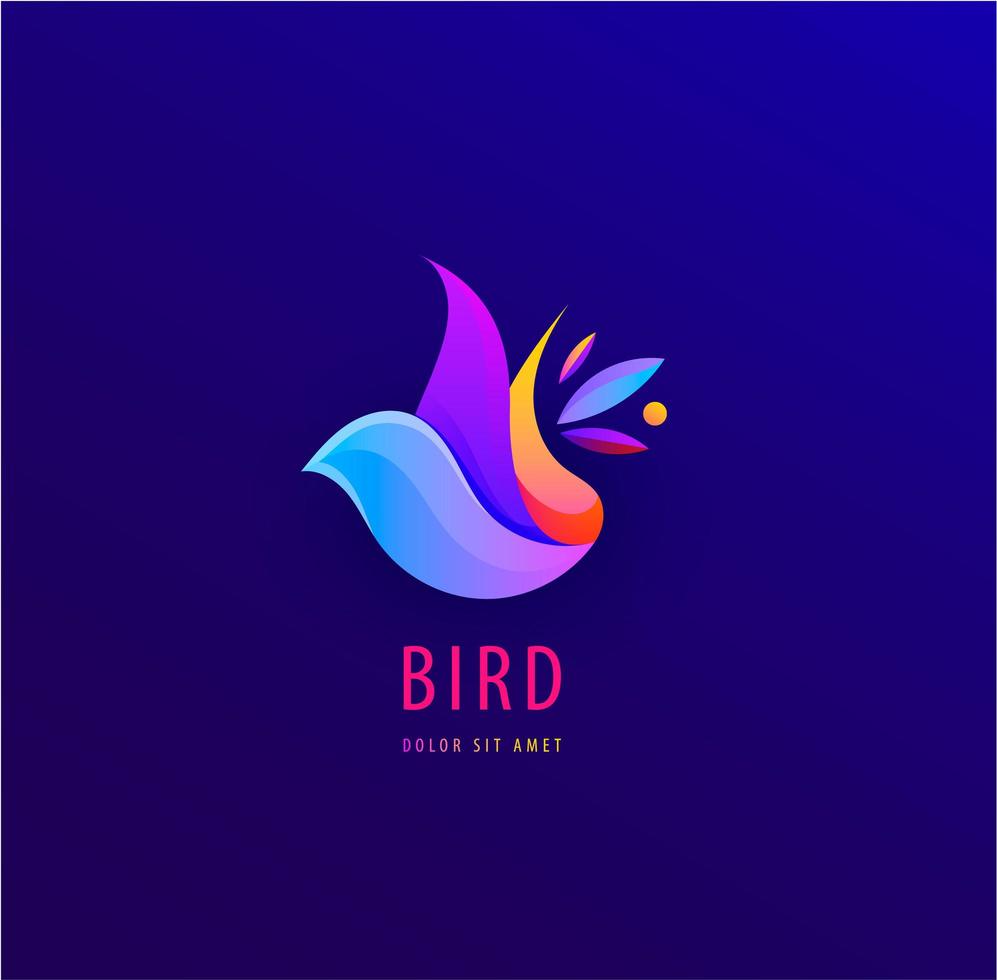vettore ondulato, astratto uccello colorato logo astratto modello vettoriale. colori sfumati, icona del concetto di logotipo volante