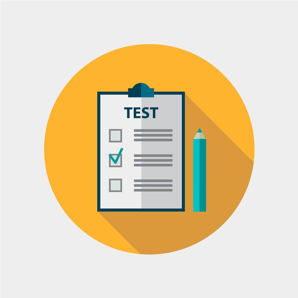 icona del design piatto di prova vettoriale isolata, istruzione