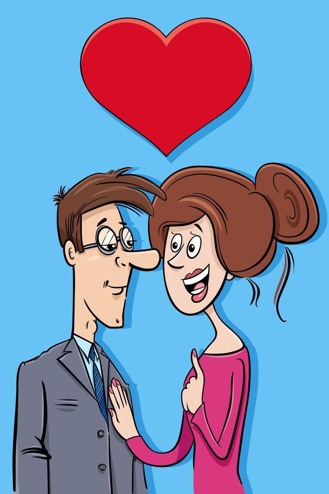 biglietto di San Valentino con coppia di cartoni animati innamorata vettore