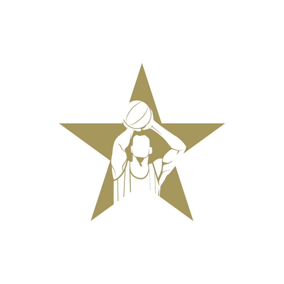 illustrazione di logo del giocatore stella di basket vettore
