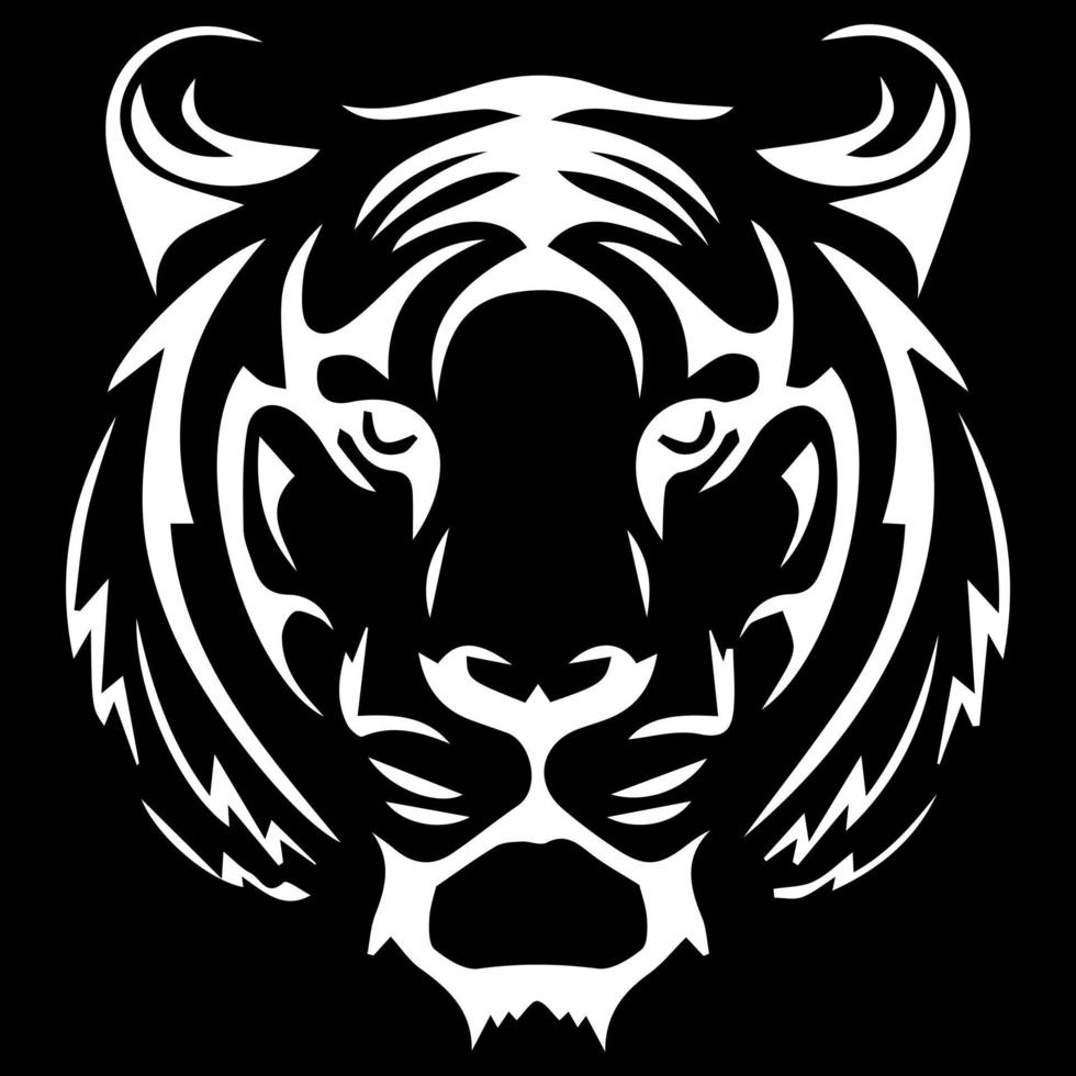 elementi di design delle illustrazioni vettoriali della tigre. vettore di tigre bianca con sfondo nero.