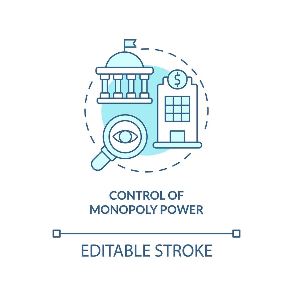 controllo dell'icona del concetto turchese del potere di monopolio. provvedimenti legislativi. economia mista idea astratta linea sottile illustrazione. disegno di contorno isolato. tratto modificabile. arial, una miriade di caratteri pro-grassetto utilizzati vettore