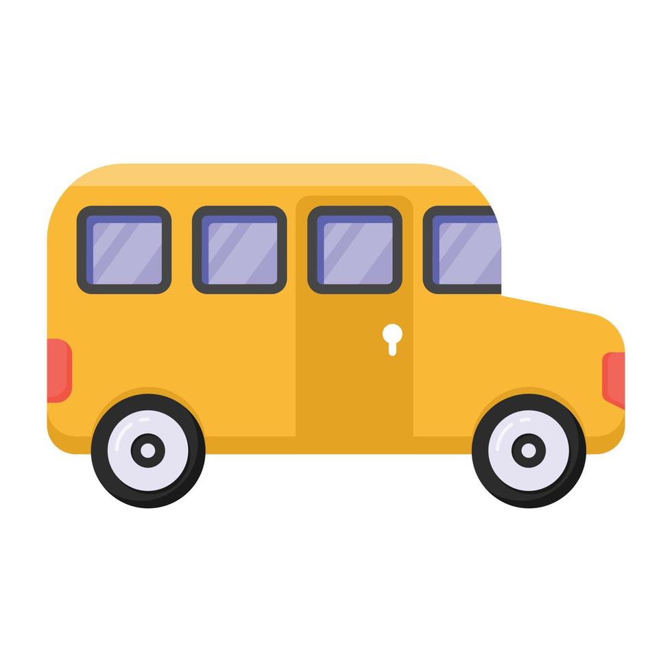 un'icona alla moda del furgone della scuola in design piatto vettore