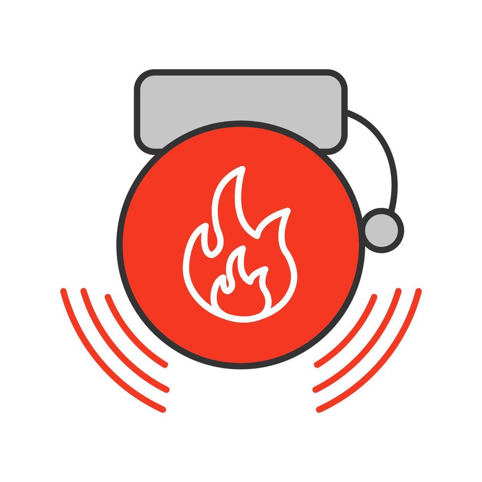 icona del colore dell'allarme antincendio. mettere in guardia. illustrazione vettoriale isolata