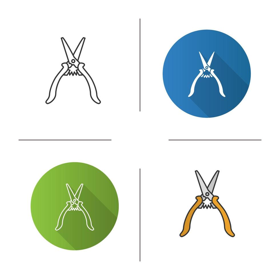 icona delle forbici da costruzione. design piatto, stili lineari e di colore. illustrazioni vettoriali isolate