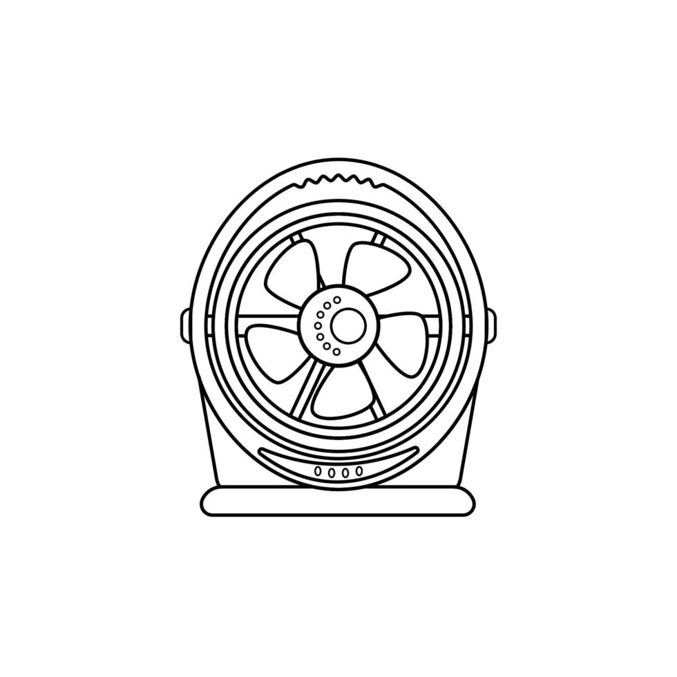 icona del profilo dell'apparecchiatura di ventilazione del ventilatore elettrico del pavimento isolata su priorità bassa bianca vettore