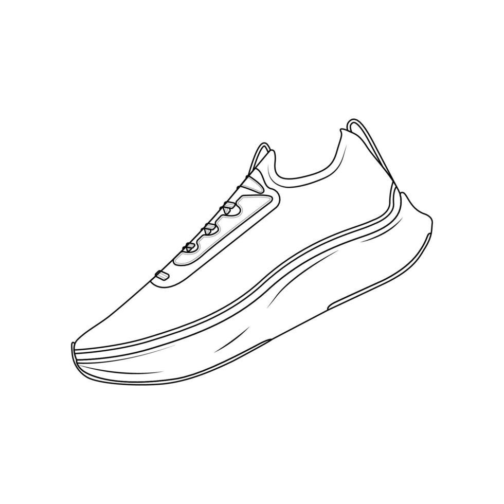 illustrazione dell'icona del profilo delle scarpe da corsa su priorità bassa bianca vettore