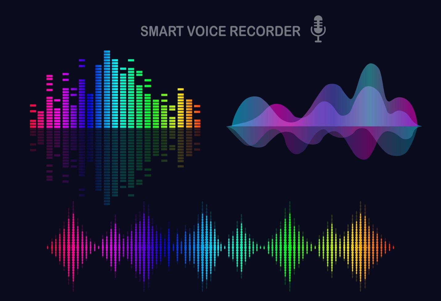 onda audio sonora dall'equalizzatore. frequenza musicale nello spettro dei colori. design piatto vettoriale