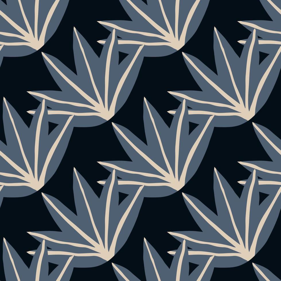 foglie tropicali contemporanee motivo senza cuciture su sfondo nero. illustrazione vettoriale di doodle di foglie di palma tropicali. design creativo di moda.
