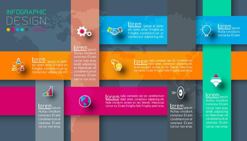 Etichette scure con infografica icona aziendale. vettore