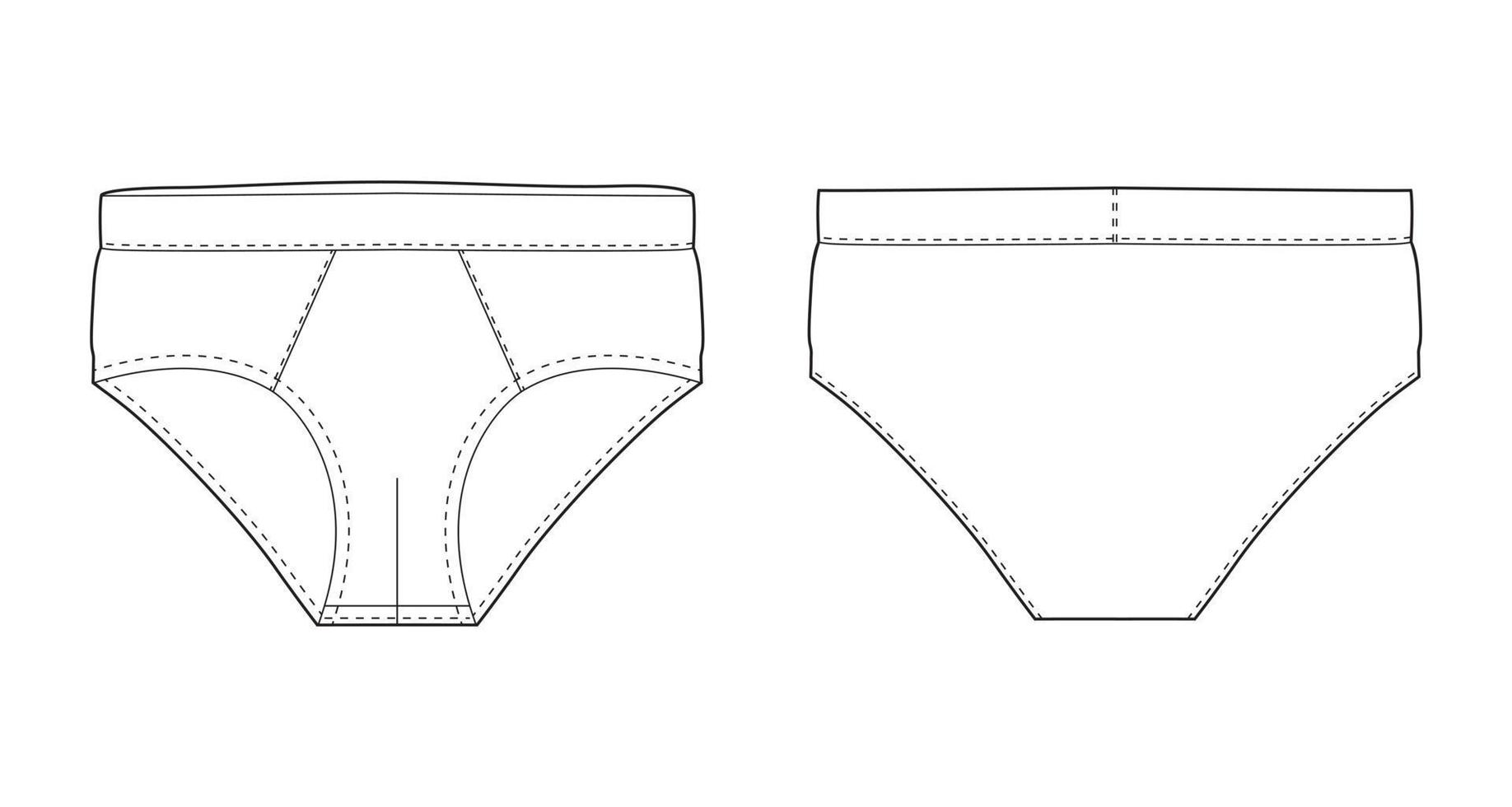 breve pantaloni biancheria intima isolato disegno tecnico. illustrazione vettoriale di mutande da uomo.