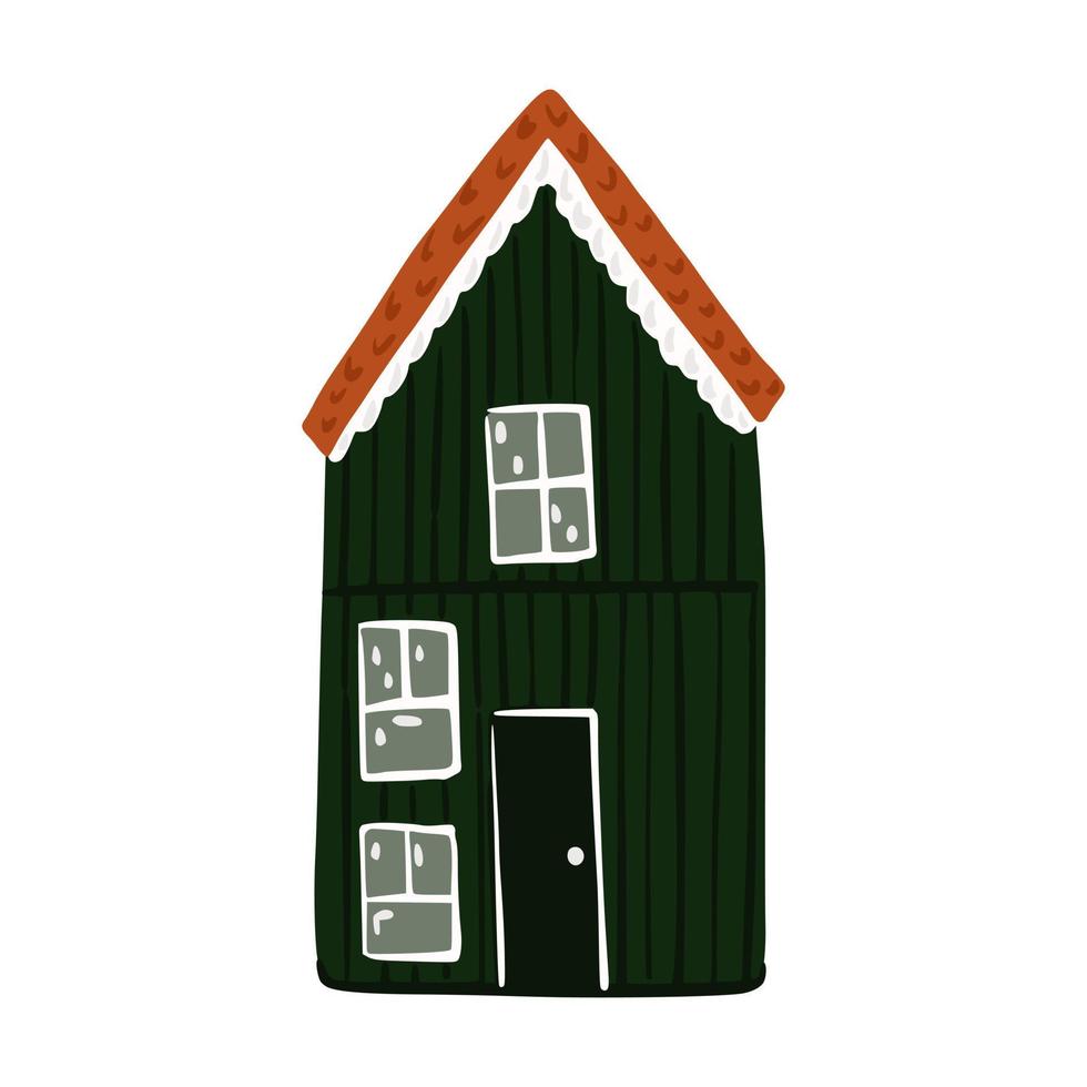 cottage olandese isolato su sfondo bianco. casa disegnata a mano di schizzo del fumetto. vettore