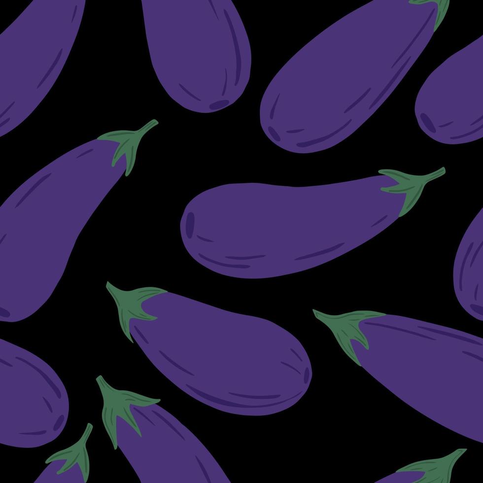 melanzane senza cuciture su sfondo nero illustrazione vettore