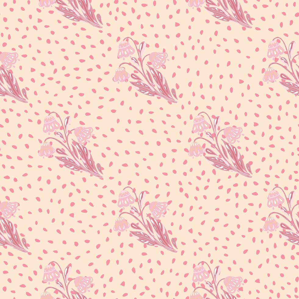 scrapbook seamless con stampa di sagome di fiori rosa astratti. sfondo tratteggiato. sfondo floreale. vettore