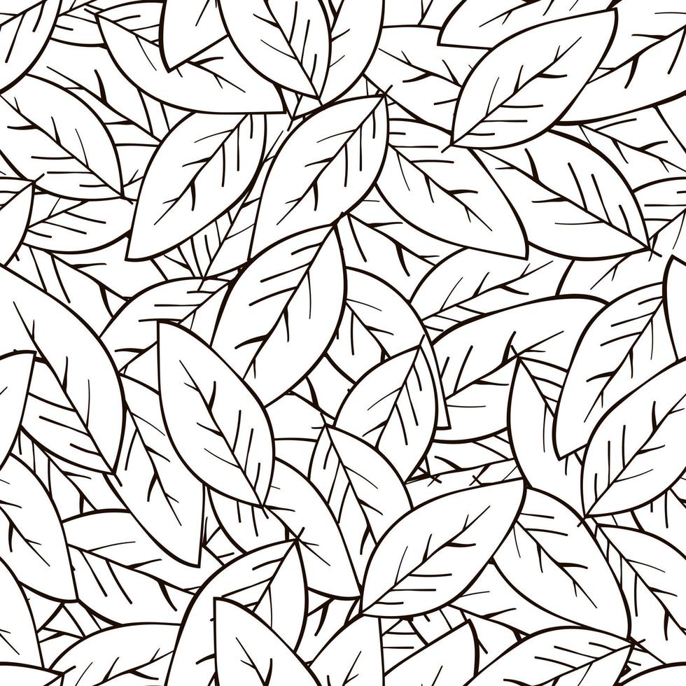 sfondo astratto senza soluzione di continuità con foglie in nero su sfondo bianco. vettore