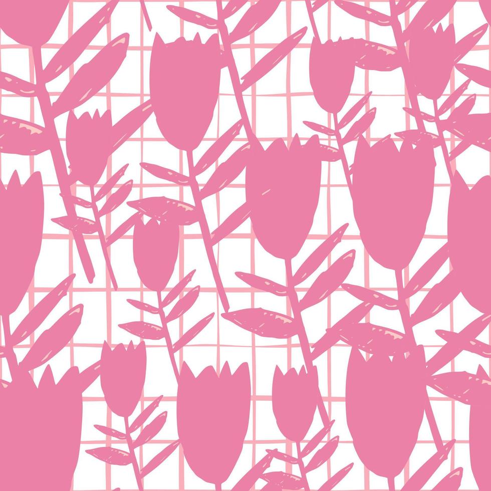 astratto rosa fiori bluebell seamless pattern su sfondo bianco. carta da parati floreale infinita. vettore
