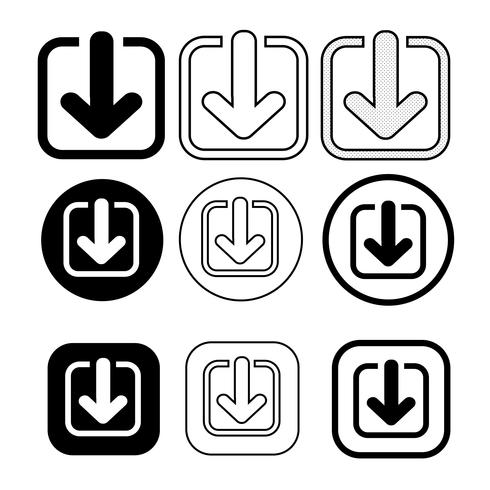 set di icona semplice download di segno vettore
