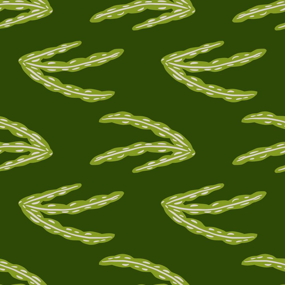 tavolozza verde senza cuciture motivo oceano doodle con forme di alghe disegnate a mano. design semplice della natura. vettore