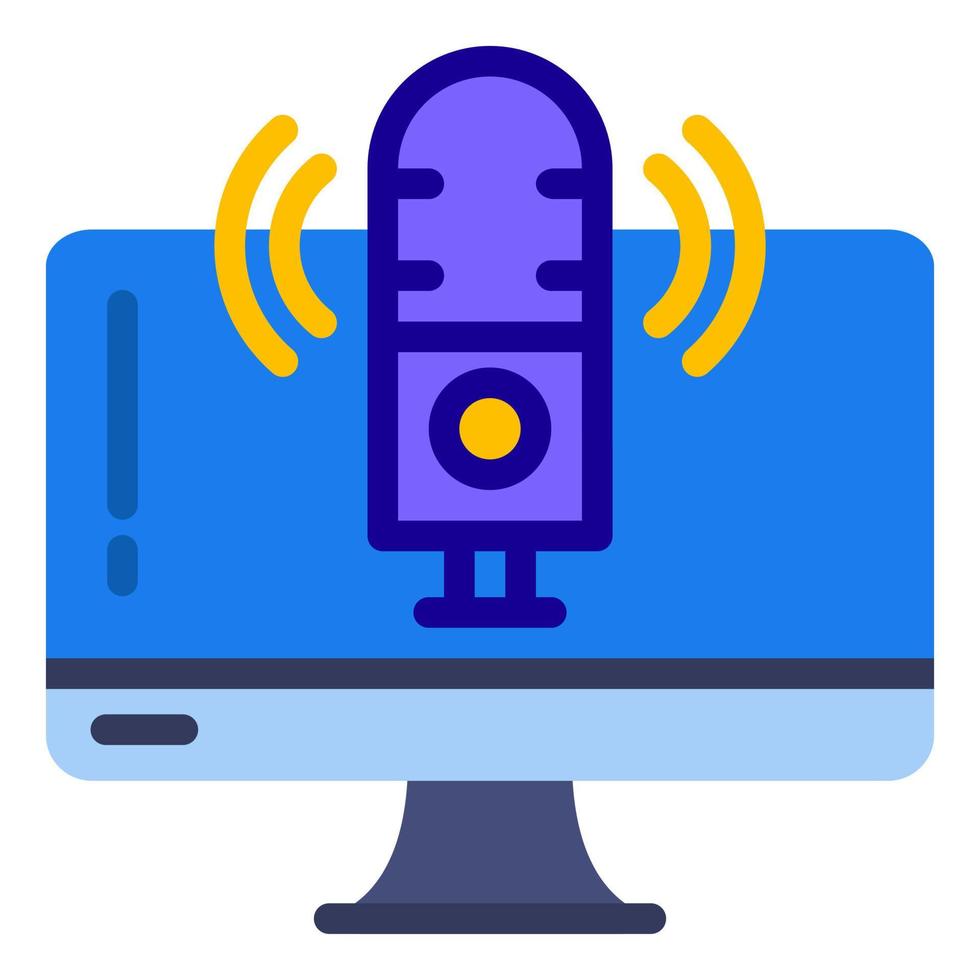 microfono audio, microfono sullo schermo monitor con icona visualizzatore audio vettore