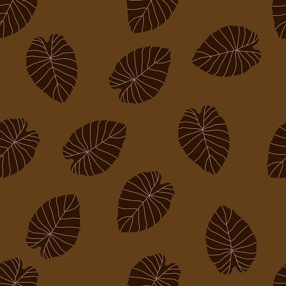 foglie autunnali doodle sagome senza cuciture. fogliame marrone. sfondo botanico casuale di caduta. vettore