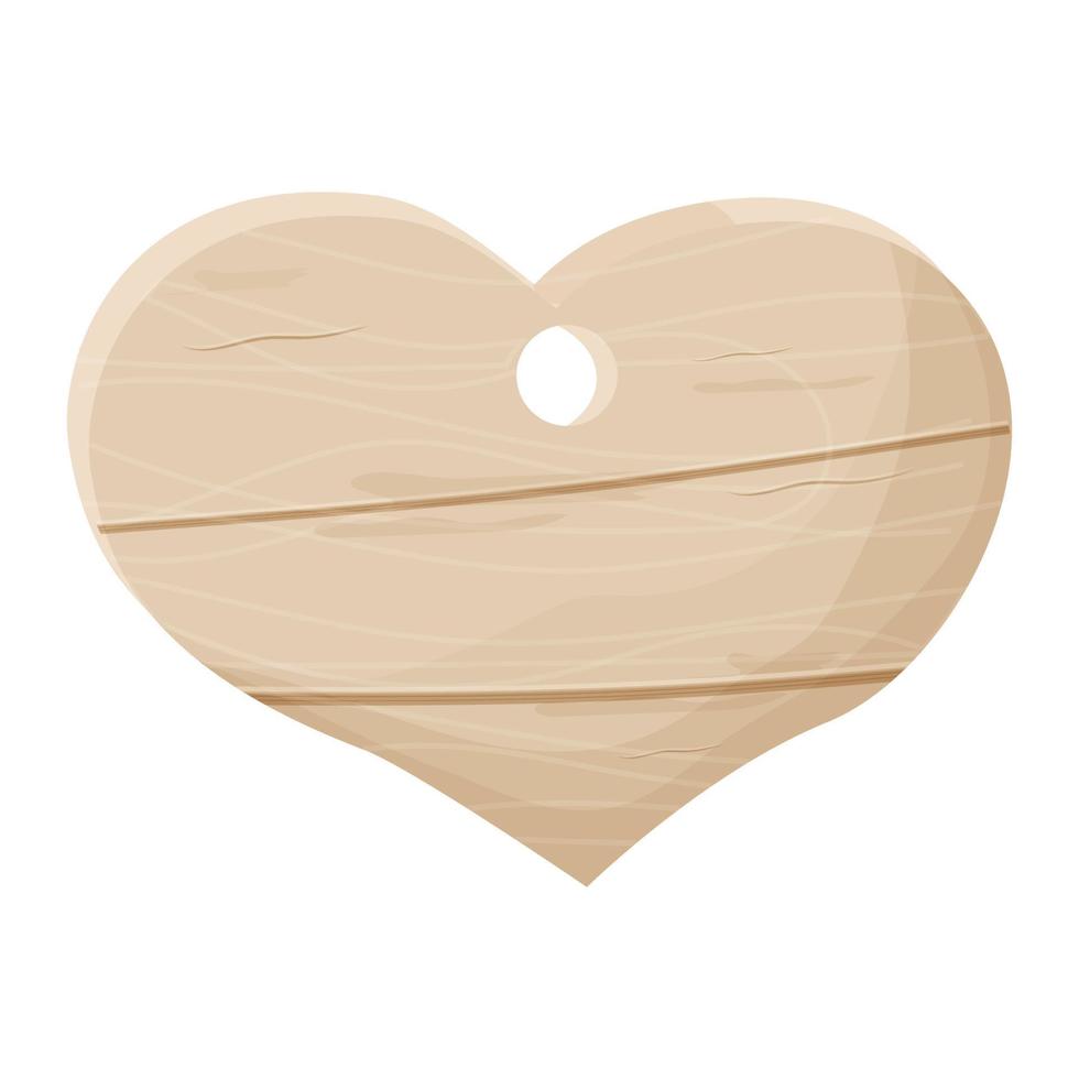 a forma di cuore di legno dettagliato, vuoto vuoto, cornice in stile cartone animato isolato su sfondo bianco illustrazione vettoriale d'archivio. design vintage e romantico. illustrazione vettoriale