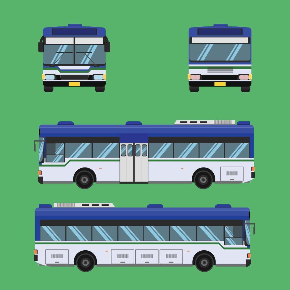 vista laterale dell'autobus di colore bianco e blu della thailandia. illustrazione vettoriale eps10