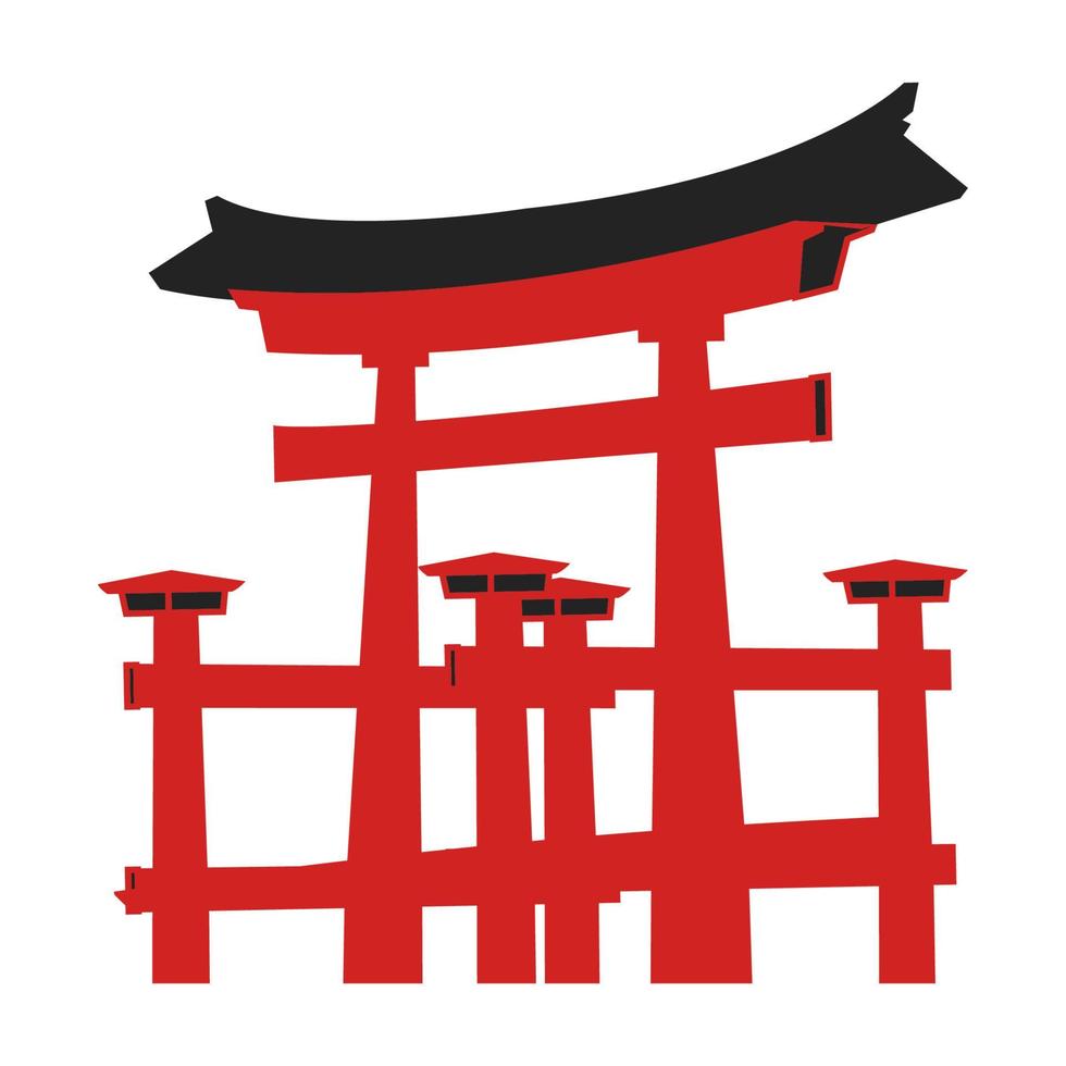clip art del cancello di torii con il disegno del fumetto vettore
