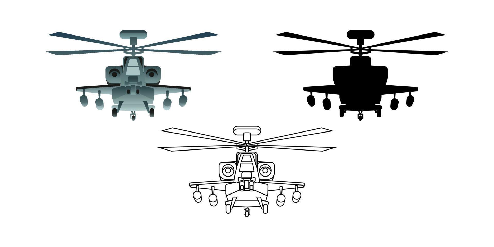 raccolta di cartoni animati di elicottero dell'esercito vettore