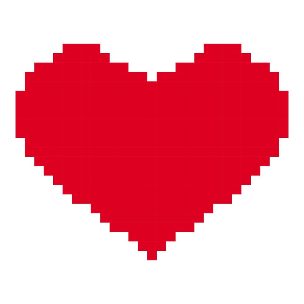 cuore rosso in stile pixel art. Icona a 8 bit. simbolo di san valentino. vettore