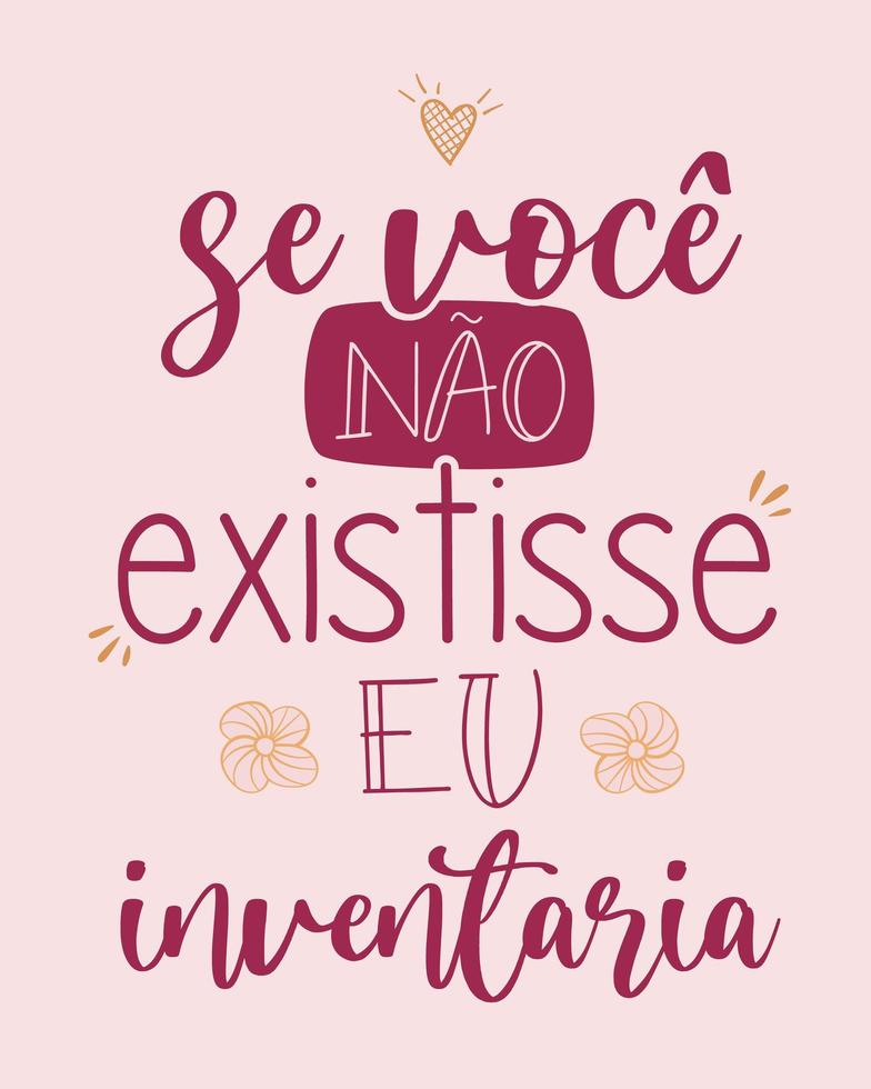 poster d'amore portoghese rosso arancione. traduzione dal portoghese brasiliano - se non esistessi, inventerei vettore