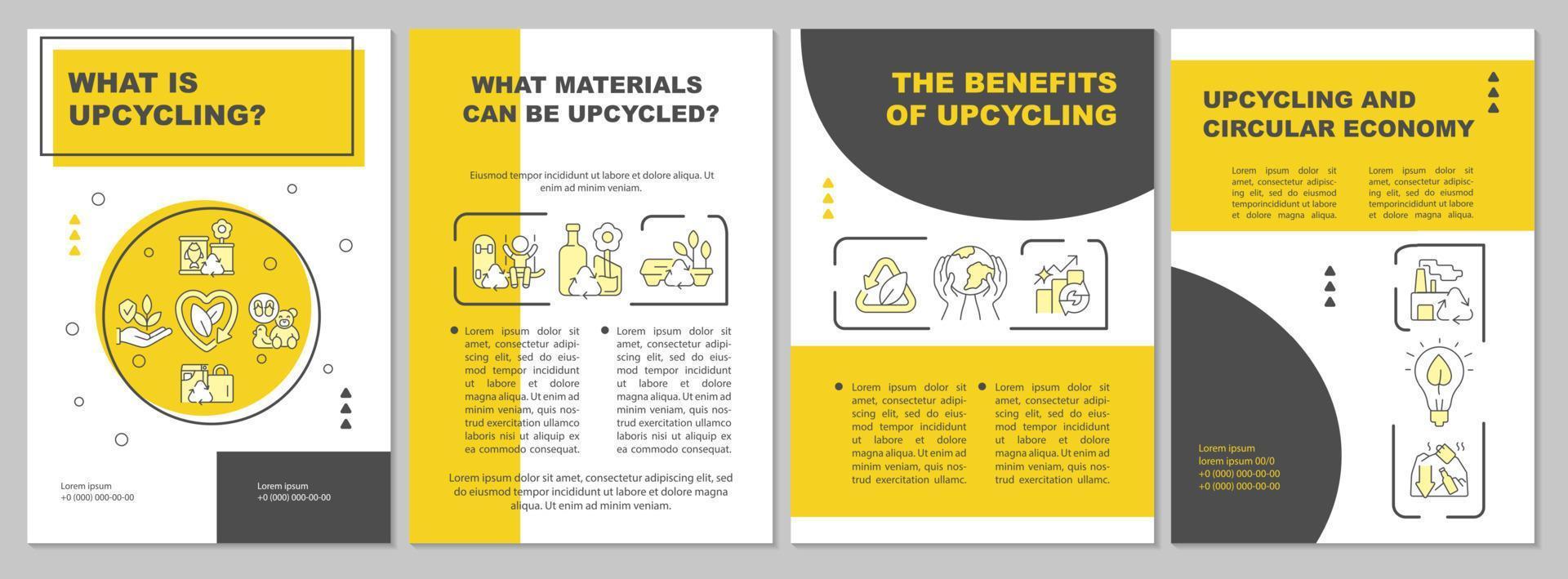 modello di brochure del processo di riciclo. riciclaggio dei rifiuti. volantino, opuscolo, stampa depliant, copertina con icone lineari. layout vettoriali per presentazioni, relazioni annuali, pagine pubblicitarie