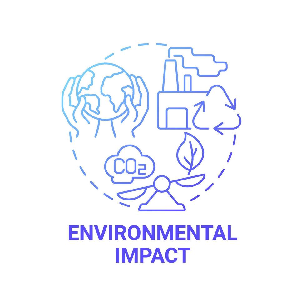 icona del concetto di gradiente blu a impatto ambientale. illustrazione della linea sottile dell'idea astratta dell'imprenditoria sociale. il business influisce sul clima e sull'ecologia. disegno a colori di contorno isolato vettoriale