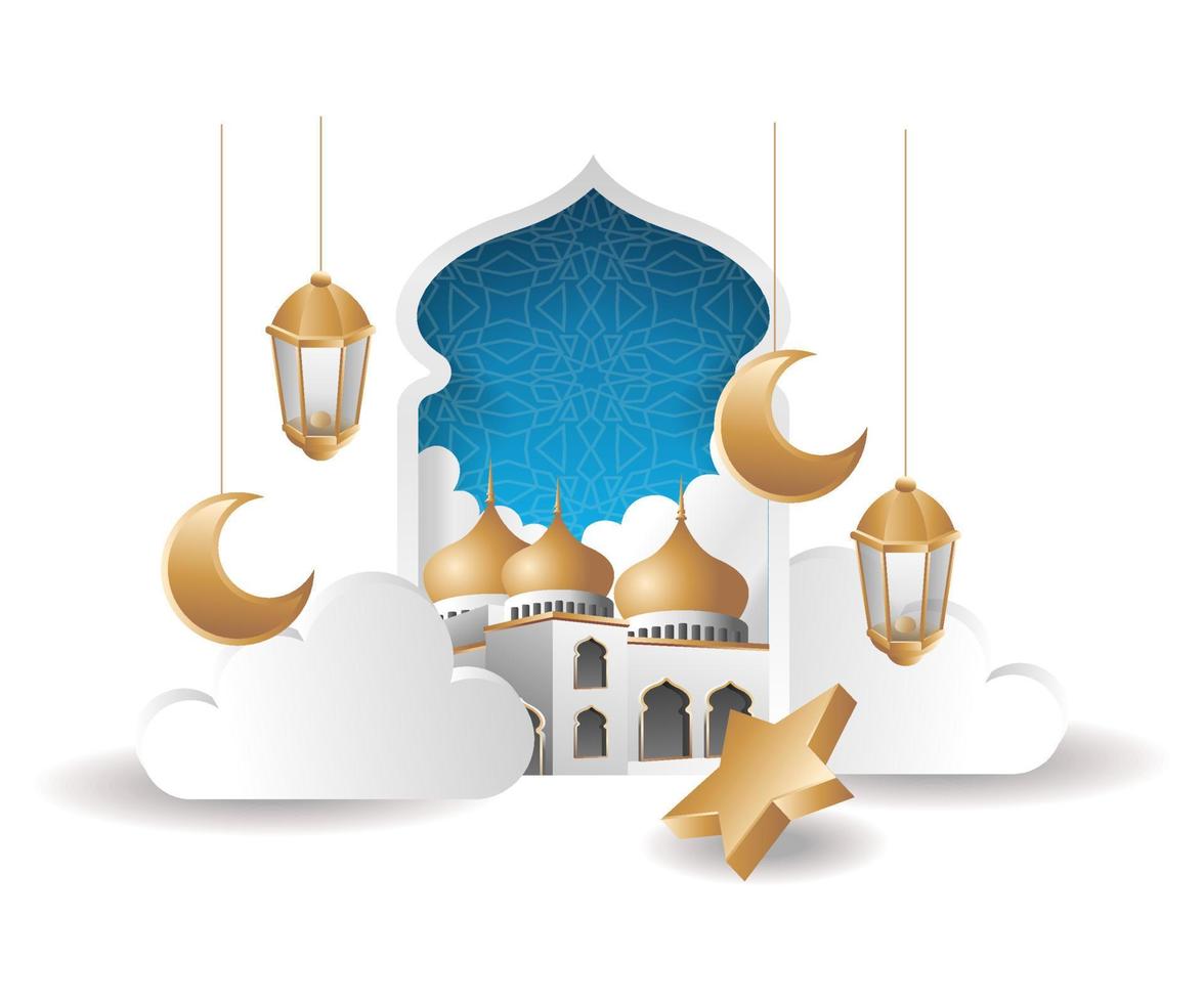 illustrazione del ramadan kareem di concetto della moschea vettore